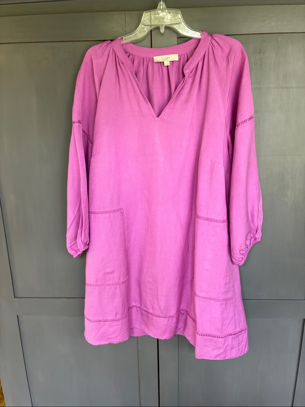 LOFT Bright Pink V-Neck Tunic Dress